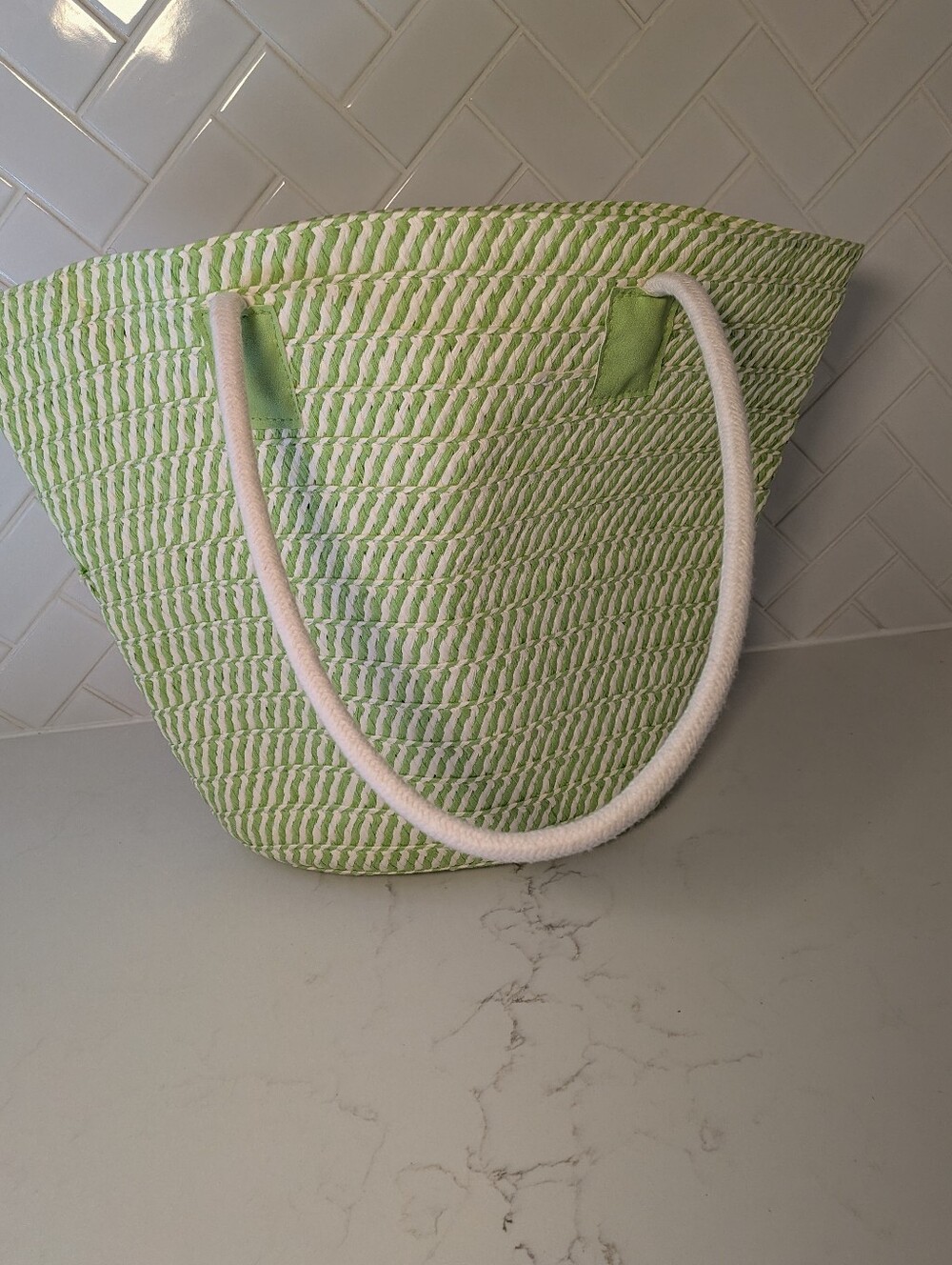 Raffia-Style Rope Handle Beach Bag 19x15" coastal vacation resort pool